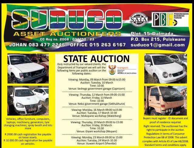 next state auction  Suduco asset auctioneers
